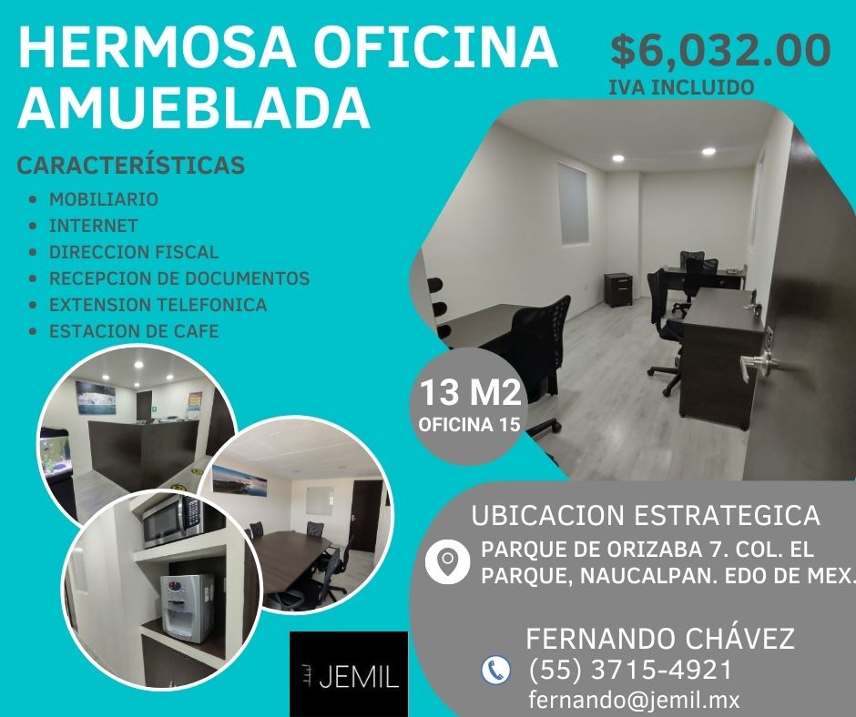 RENTA DE OFICINA AMUEBLADA CERCA DE TOREO, NAUCALPAN OF15