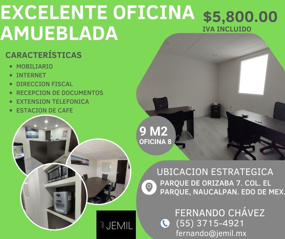 OFICINA AMUEBLADA EN RENTA CERCA DE TOREO, NAUCALPAN II OF8